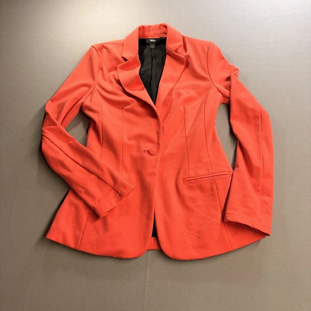 Mossimo Womens Blazer Size XS Red Orange One Button Stretch Jacket